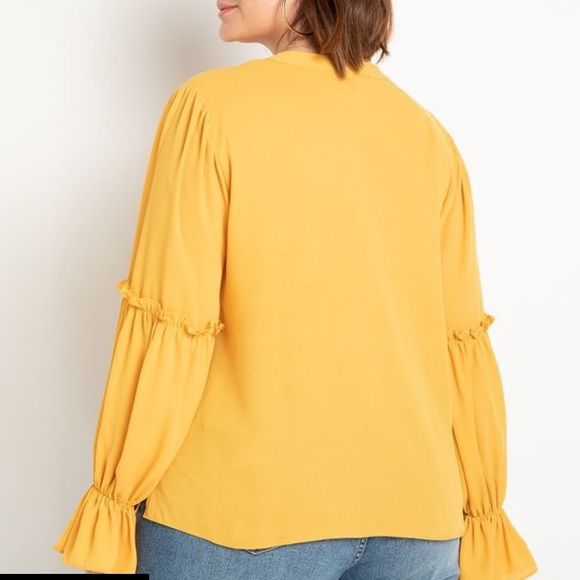 Eloquii Yellow V-neck with ruffle sleeves - NWT - Picture 2 of 5